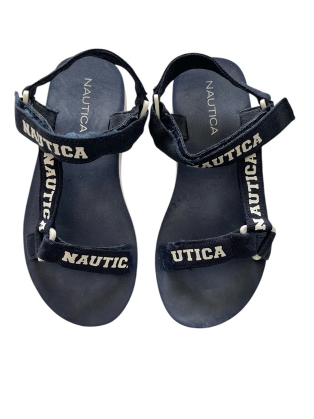 Nautica Navy and White Logo Strap Sandals